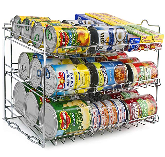 Sorbus Can Organizer Rack, 3-Tier Stackable Can Tracker & Pantry Cabinet Organizer Holds up to 36 Cans, Great Storage for Canned Foods, Drinks, and more in Kitchen, Cupboard, Pantry