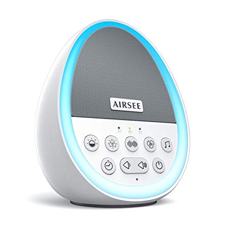 Portable White Noise Machine with Night Light, Sound Machine Improve Sleeping with 29 Non-Looping Soothing Nature Sounds and Lullaby, Ideal for Kids, Adults and Travel