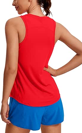 CRZ YOGA Lightweight Tank Top for Women Racerback Sleeveless Workout Tops High Neck Athletic Running Shirts