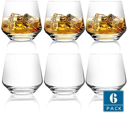 DESIGN•MASTER-Premium Fashion Whiskey Glasses, Large-capacity Scotch Whisky, Bourbon, Cocktails, RUM, Durable Whiskey Glasses for party and camping. 12.9Oz, Set of 6 (Clear)