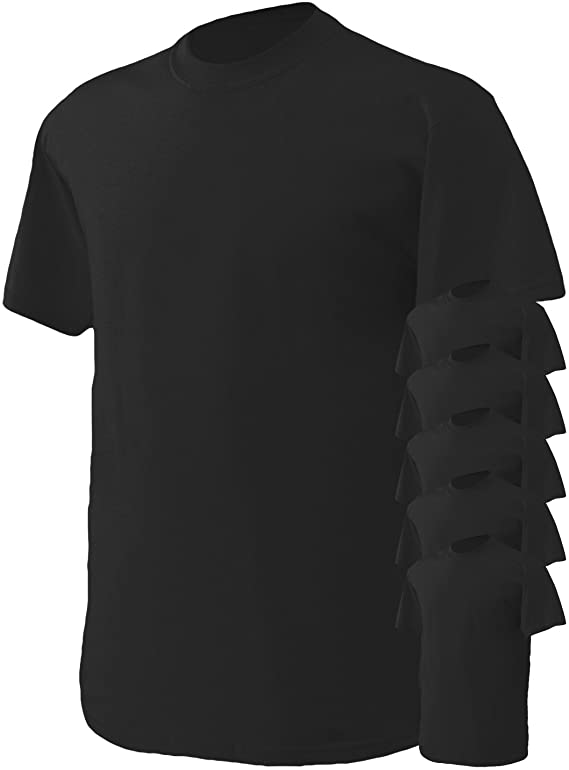 Gildan Men's Heavy Cotton T-Shirt, Black, Small. (Pack of 6)