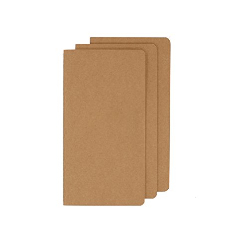 Unlined Travel Journal Set With 3 Notebook Journals for Travelers - Kraft Brown Soft Cover - H5 Size - 210 mm x 112 mm - 60 Pages/ 30 Sheets