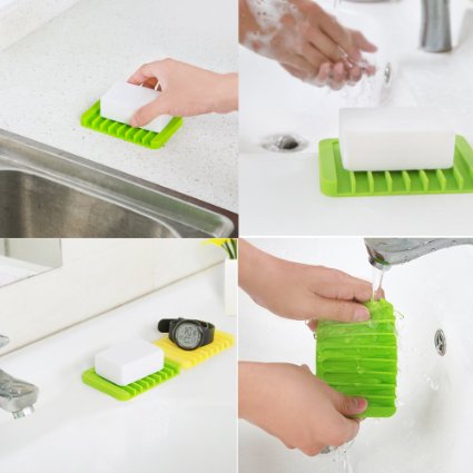 Pack of 5 Assorted Colors Silicone Soap Dish/Soap Holder/Soap Tray