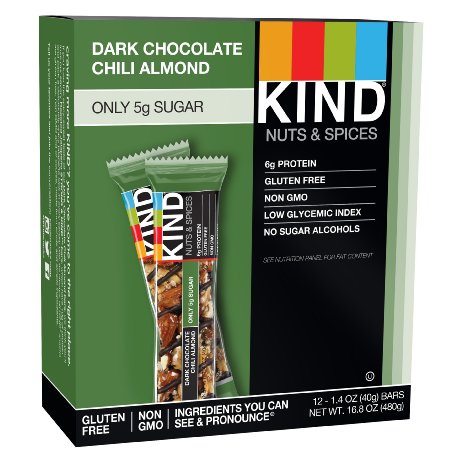 KIND Nuts and Spices Dark Chocolate Chili Almond 14 Ounce 12 Count