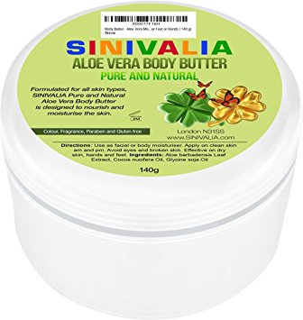 Body Butter - Aloe Vera Moisturiser for Dry Skin on Face and Body or Damaged Hair | Anti -Ageing Skin Care for Feet or Hands | 140 gr.