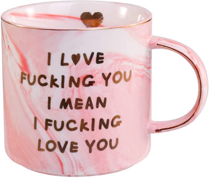 Lapogy I Love You Coffee Mug for Her Funny Girlfriend gifts,Funny Christmas/Birthday Gifts Mug, Presents Ideas for Women,Valentine's Day,Pink Marble Coffee Cup 12 Oz