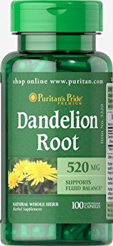 Puritan's Pride Dandelion Root 520 mg-100 Capsules