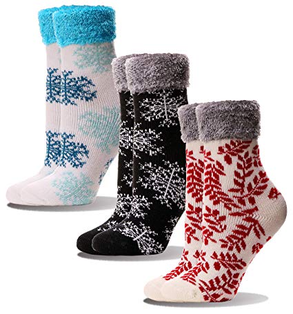 Womens Heat Thermal Socks Insulated Thick Trapping Extra Warm Boot Winter Cold Weather Socks 3 Pack