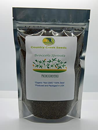 Organic, Non-GMO Broccoli Seeds for Sprouting Sprouts Microgreens (14oz of Pure Seed (70000 Seeds)). Country Creek LLC. Brand.