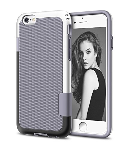 iPhone 6 Case, Amotus Hybrid Color Impact Resistant Slim Fit Cute Cover Hard TPU Shell Non-Slip Texture Design Shockproof Dual Protection Case for apple iPhone 6/6s 4.7" (Grey)