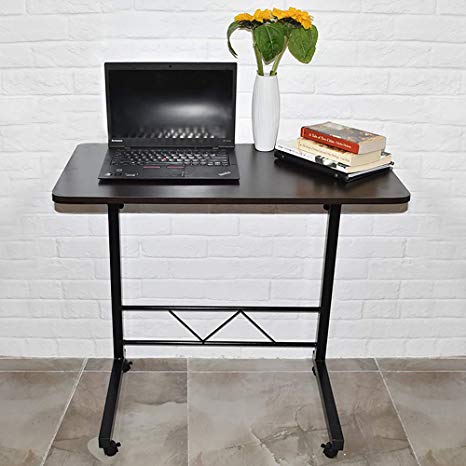 Akway Mobile Laptop Desk Cart 23.6 inches Height Adjustable Rolling Cart Laptop Stands Bed Table for Eating and Laptops, Black CJ02-60-HHT
