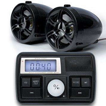 GoldenHawk USA Bluetooth Motorcycle Handlebar Audio Amplifier Stereo Speaker System MP3 USB/SD