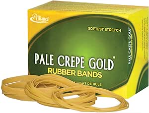 Alliance Rubber 20549 Pale Crepe Gold Rubber Bands Size #54, 1/4 lb Box (Assorted Sizes, Golden Crepe)