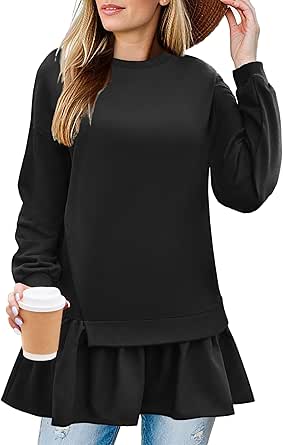 Zeagoo Teen Girl Crewneck Preppy Oversized Women Sweatshirt Long Sleeve Patchwork Hoodie 2024 Trendy Flowy Pullover Top