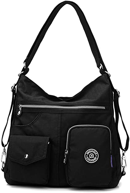 Multipurpose Hobo Purse for Women with Antitheft RFID, Waterproof Nylon Crossbody Bag Shoulder Handbag, Convertible Backpack