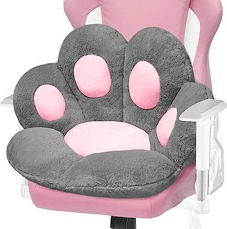 ELFJOY Comfy Chair Cushion Plush Cat Paw Cushion Lazy Sofa Seat Cushion Cozy Floor Cushion Seat Pillow Gift for Girl (Grey) 8070cm