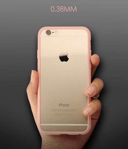 iPhone 6 case iPhone 6s case, Acewin® Clear Back Panel Premium TPU Bumper Case Slim Thin Protective Clear Case Cover for iPhone 6 iPhone 6s (4.7 Inch) (Pink)