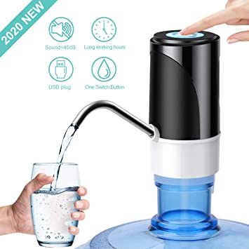 KIMILAR 5 Gallon Water Bottle Dispenser, USB Charging Automatic Drinking Water Bottle Pump Electric Portable Water Dispenser Water Bottle Switch for 2-5 Gallon Bottle for office, kitchen, picnicking.