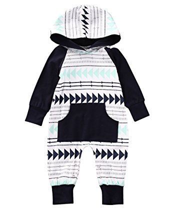 Baby Boys Girls Jumpsuit Hoodie Romper Outfit Long Sleeve Creepers Bodysuit Clothes