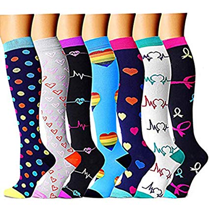 Compression Socks (7 Pairs) for Women & Men 15-20 mmHg is Best Athletic & Medical for Running Flight Travel Nurses