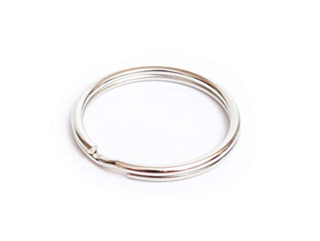 Prudance 200Pcs 1"(25mm) Nickel Plated Steel Heat Treated Lead-free Round Edged Split Rings/Key Rings