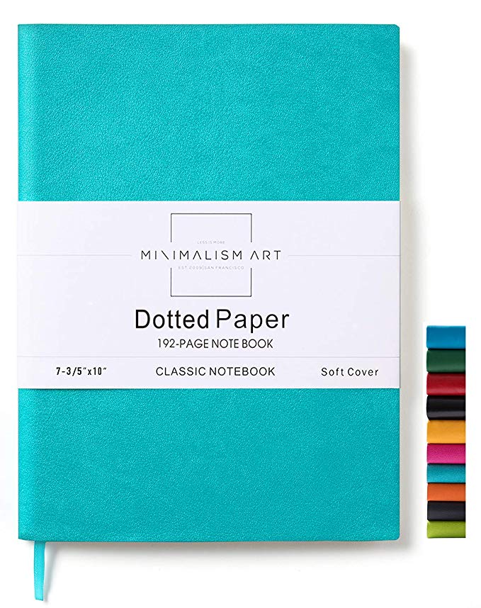 Minimalism Art, Soft Cover Notebook Journal, Composition B5 Size 7.6 X 10 inches, Blue, Dotted Grid Page, 192 Pages, Fine PU Leather, Premium Thick Paper - 100gsm, Designed in San Francisco