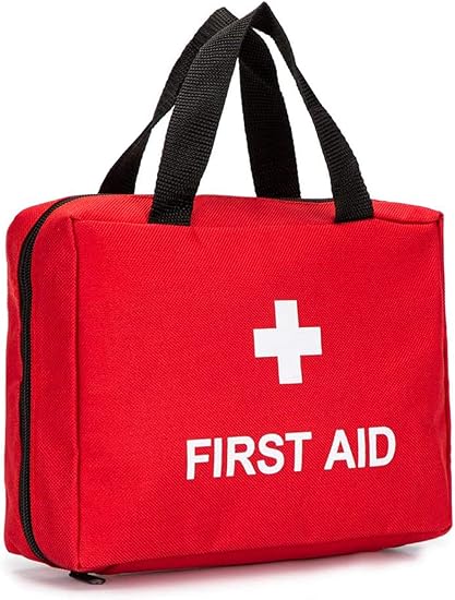 Full-Open First Aid Zippered Bag Empty Travel Rescue Pouch First Responder Storage Medicine Organizer for Emergency at Home, Office, Car, Outdoors, Boat, Camping, Hiking (Bag Only)