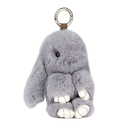 SCIONE Cute Easter Rabbit Bunny Fur Doll Key Chain for Women Bag Charms