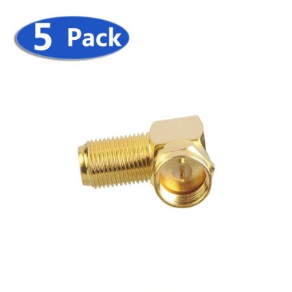 VCE (5-Pack) Gold Plated Right Angle F-Type Coaxial RG6 Adapter