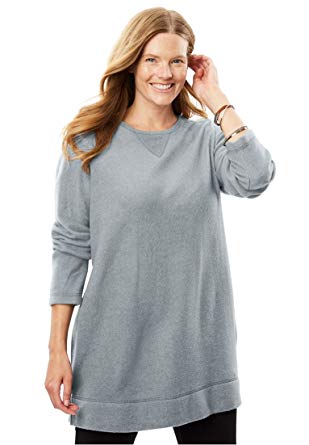 Woman Within Plus Size Cozy Fleece Tunic Sweatshirt