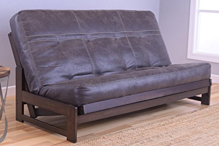 Kodiak Aspen Futon Set with Reclaim Mocha Finish, Palance Steel, Full