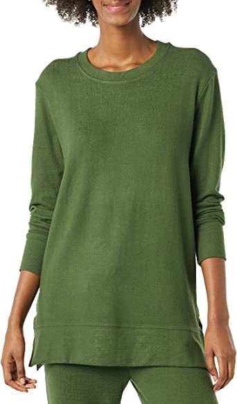 Amazon Brand - Daily Ritual Women's Cozy Knit Crew Neck Long Sleeve Side-Vent Tunic