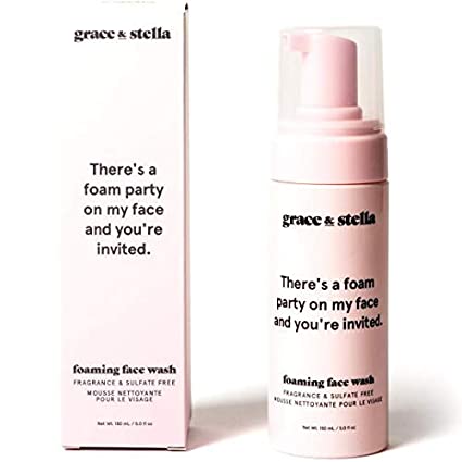 Grace & Stella Fragrance-Free Foaming Face Wash | Moisturizing, Brightening Face Wash | Gentle Foam Face Cleanser for Sensitive Skin | Vegan & Cruelty-Free Foaming Facial Cleanser
