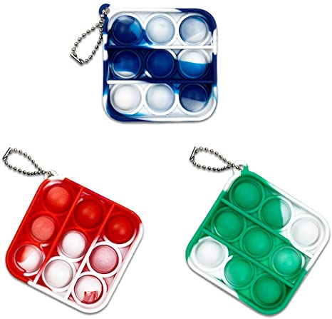 Jofan 3 Pack Mini Pop Fidget Sensory Toys Keychain Pop Toys for Family Kids Students Friends Stress Relief