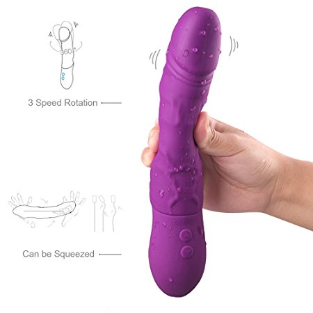 Realistic Silicone Vibrator Dildo 360 Degree Rotation 100% Waterproof 7 Vibration Modes USB Recharger Clitoris Stimulator for Erotic Moments for Women