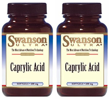 Swanson Ultra Caprylic Acid 600mg (Two Bottles each of 60 Capsules)