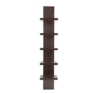 Danya B QBA486 Floating Utility Column Spine Wall Shelving Unit for Small Spaces- Walnut