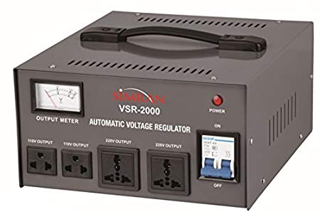 Simran VSR-2000 Deluxe 110 V to 220/240 V Two Way Step UP Down Voltage Transformer with Automatic Voltage Regulator/Stabilizer for Conversion Between 110 Volt and 220 Volt CE Certified (2000 Watt)