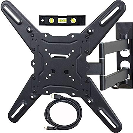 VideoSecu ML531BE TV Wall Mount for most 22-55 LED LCD Plasma Flat Screen - up to 88 lb VESA 400x400 mm with Full Motion Swivel Articulating Arm 20 in Extension for Monitor Black WP5