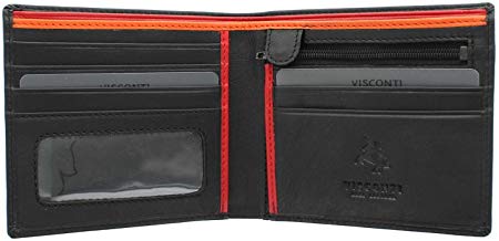 Visconti Bond Collection LE CHIFFRE Gents Leather Wallet RFID Blocking BD707 Black/Orange/Red