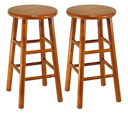 Winsome Wood Assembled 24-Inch Cherry Finish Kitchen Stools, Set of 2