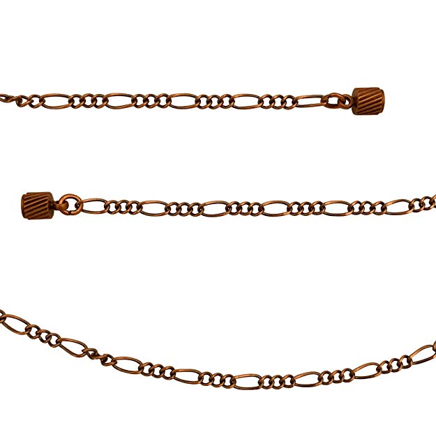 DragonWeave Antique Copper 2.3mm Figaro Chain Necklace with Magnetic Clasp and Extra Durable Color Protect Finish