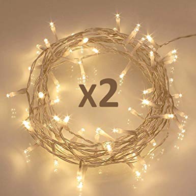 Koopower 40 LED Fairy String Lights, Battery Operated w/ Timer Function for Christmas Xmas, IP65 Waterproof - Warm White Pack of 2
