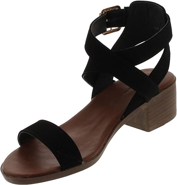 TOP Moda Vision-75 Women's Ankle Wrap Adjustable Buckle Stacked Chunky Heel Sandal