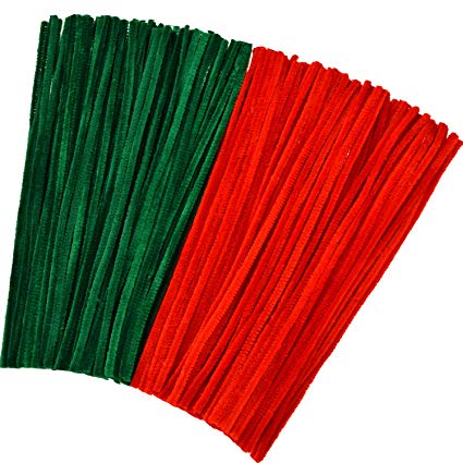 Tatuo 300 Pieces Christmas Chenille Stems 12 Inches by 6 mm Pipe Cleaners DIY Art Craft Supplies Decorations (Red and Green)