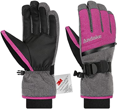 Andake 3M Thinsulate | Women Ski Gloves Winter Gloves Thermal Gloves Ladies | Touchscreen function Warm Waterproof Windproof Non-slip Breathable