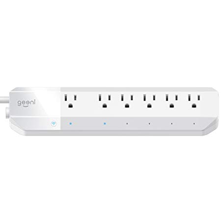Geeni Surge 6-Outlet Smart WiFi Surge Protector, Works with Amazon Alexa, Google Assistant & Microsoft Cortana , White