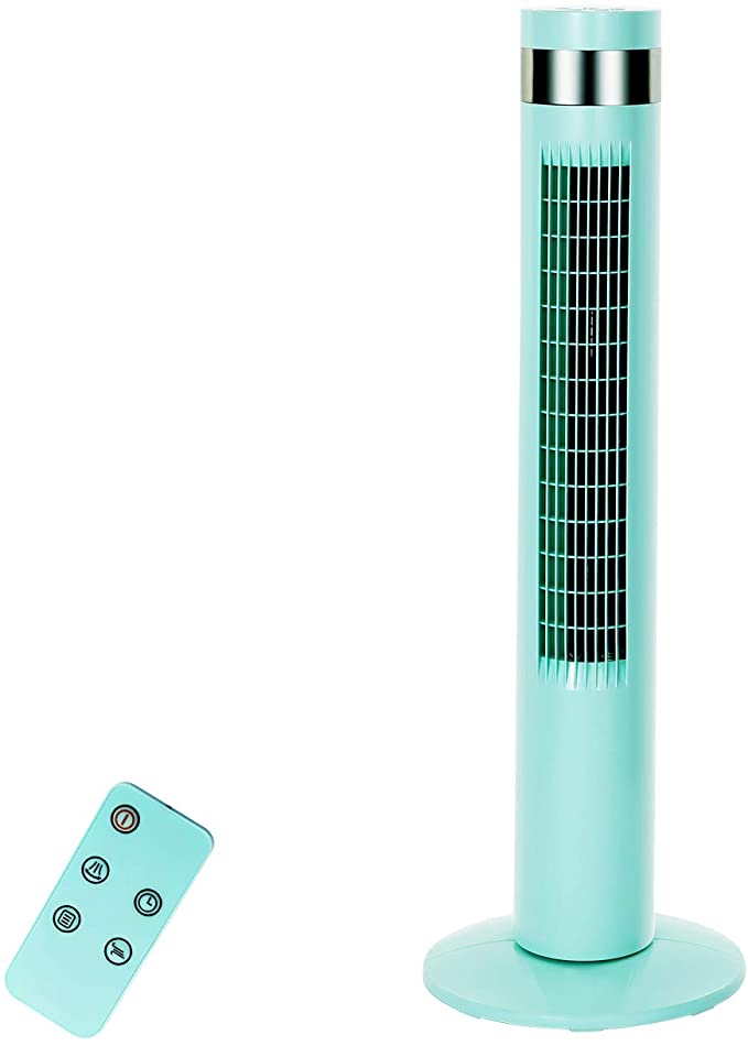 R.W.FLAME Tower Fan Oscillating with Remote Control, 3 Modes, Portable Bladeless Floor Fans for Home with Children/Pets/Elders (Green, 35“)