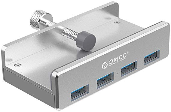 ORICO USB Hub, 4 Port USB 3.0 Clip-Type Aluminum Alloy Portable Size Travel Super Speed USB Splitter for iMac MacBook PC Laptop