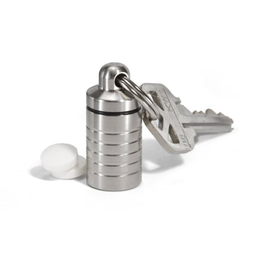 Cielo Pill Holders - Waterproof Petite Slim Single Chamber Stainless Steel Keychain Pill Fob